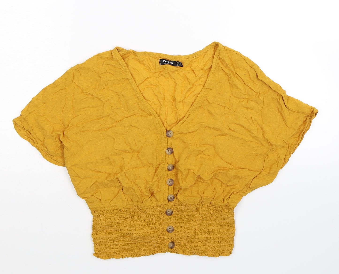 Bershka Womens Yellow   Basic T-Shirt Size XS