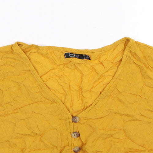 Bershka Womens Yellow   Basic T-Shirt Size XS