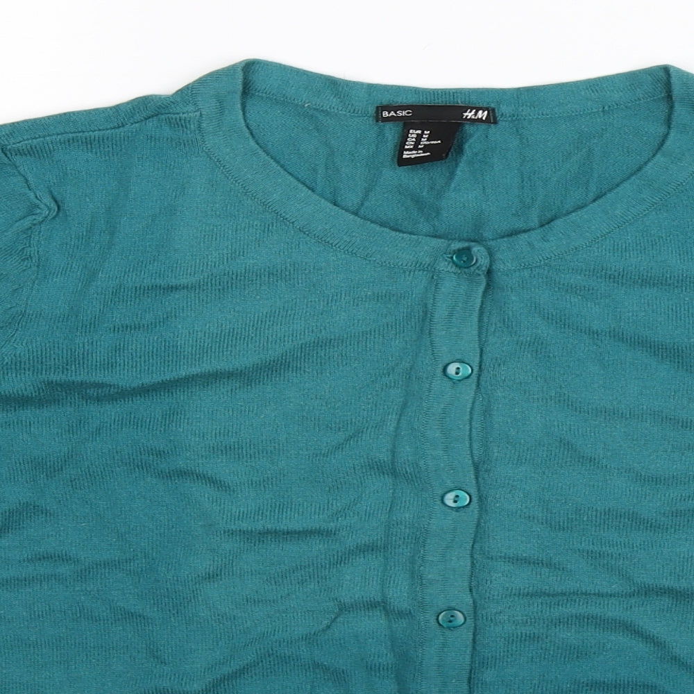H&M Womens Blue  Knit Cardigan Jumper Size M