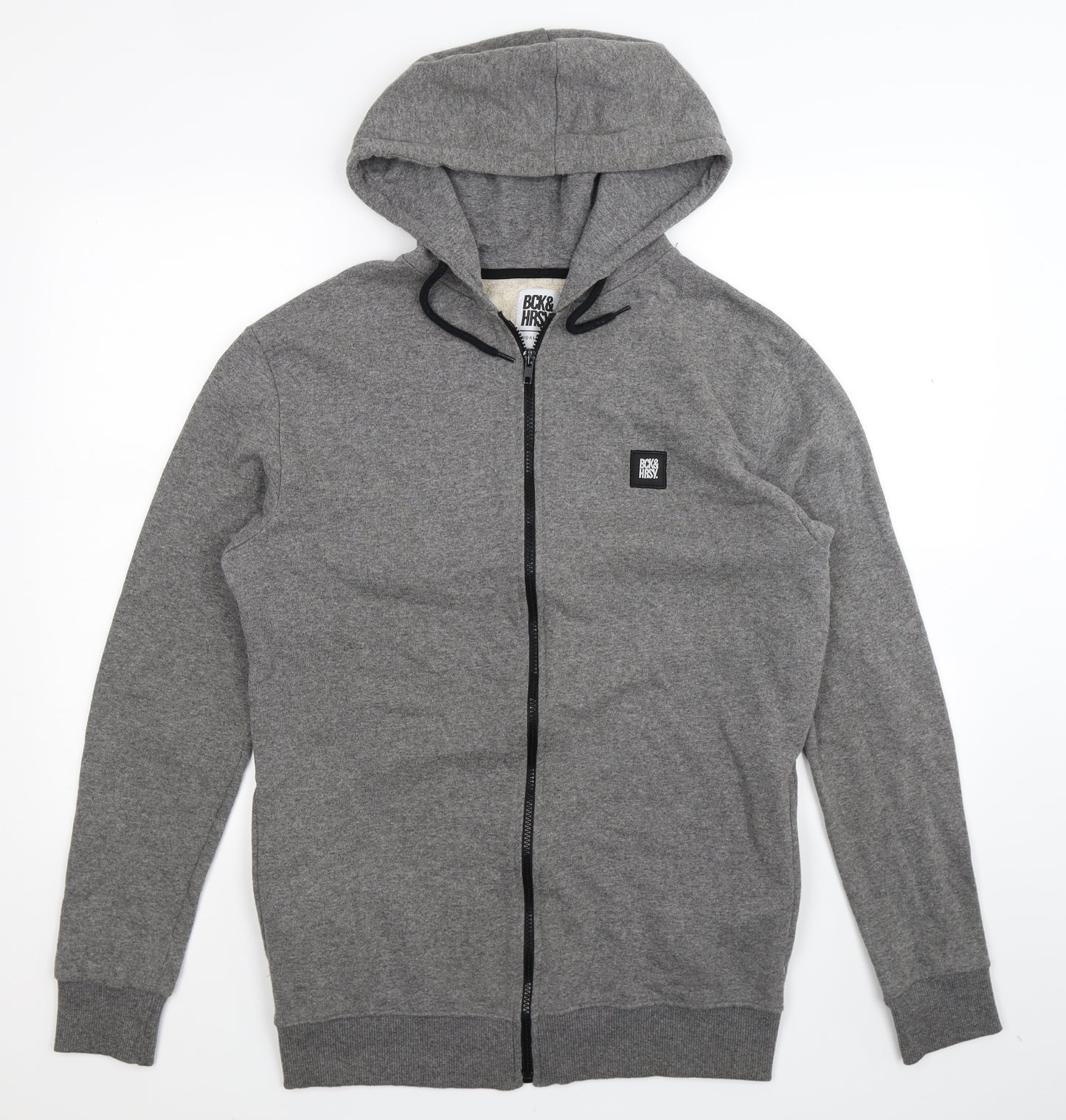 BCK&HRSY Mens Grey   Full Zip Hoodie Size L