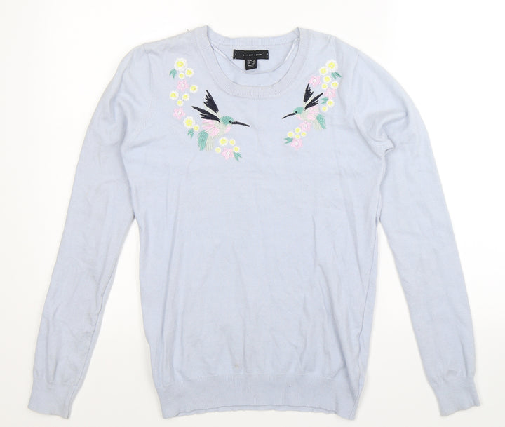 Atmosphere Womens Blue Floral Knit Pullover Jumper Size 8
