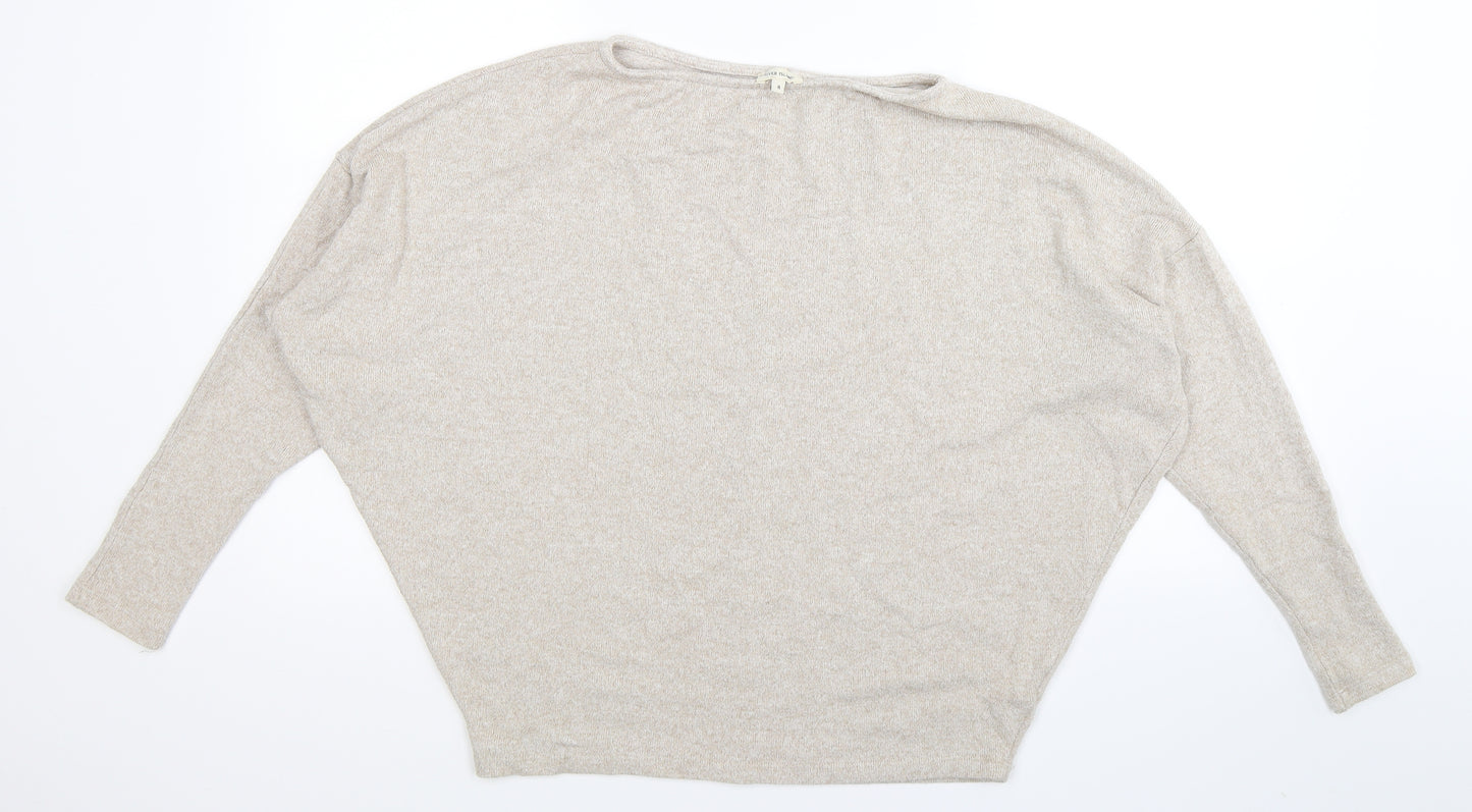 River Island Womens Beige  Knit Pullover Jumper Size 8  - Oversized