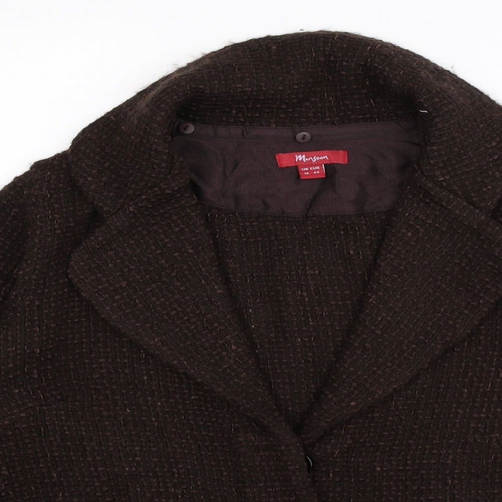 Monsoon Womens Brown  Knit Jacket Blazer Size 16