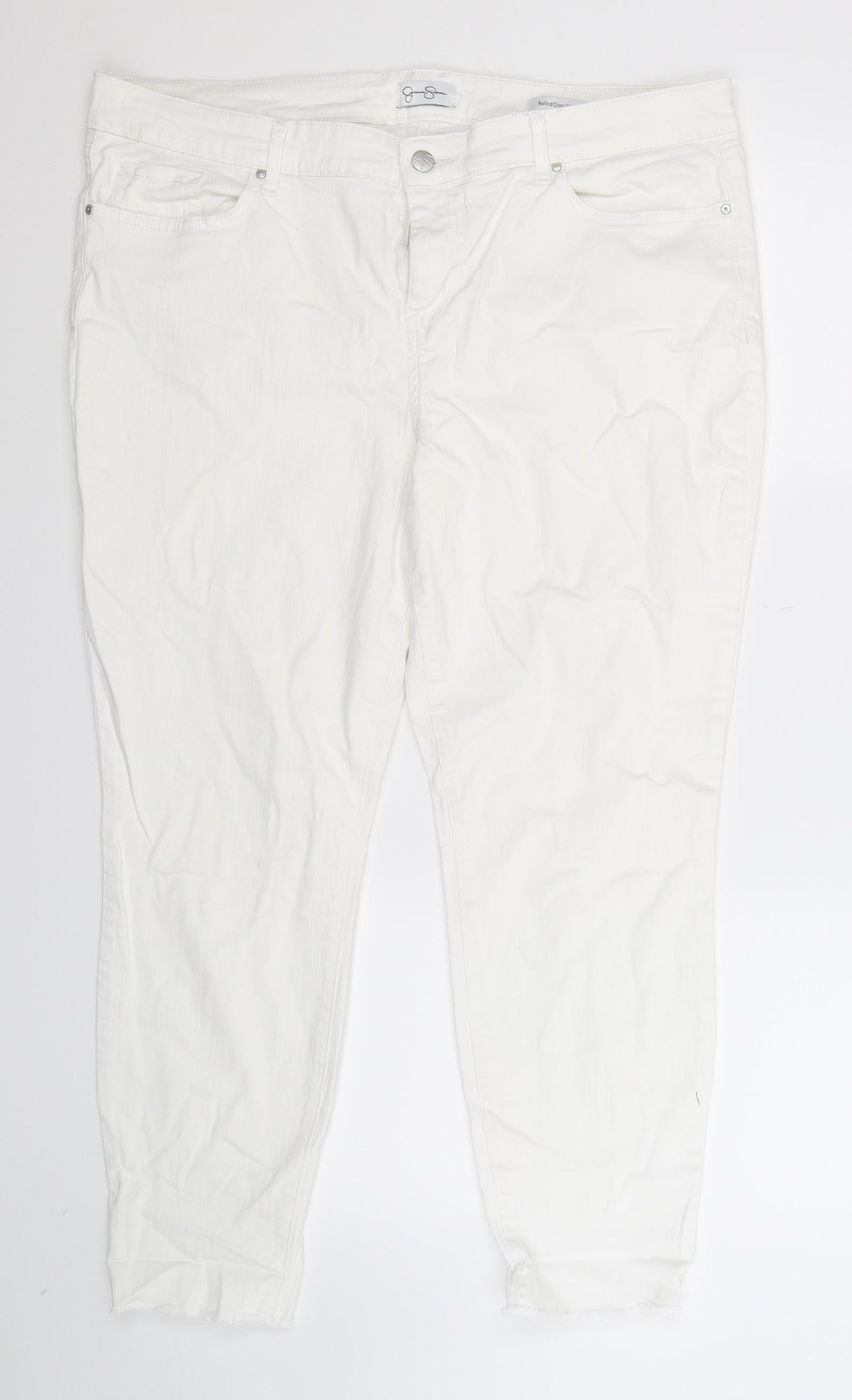 Jessica Simpson Womens White  Denim Skinny Jeans Size 18 L26 in