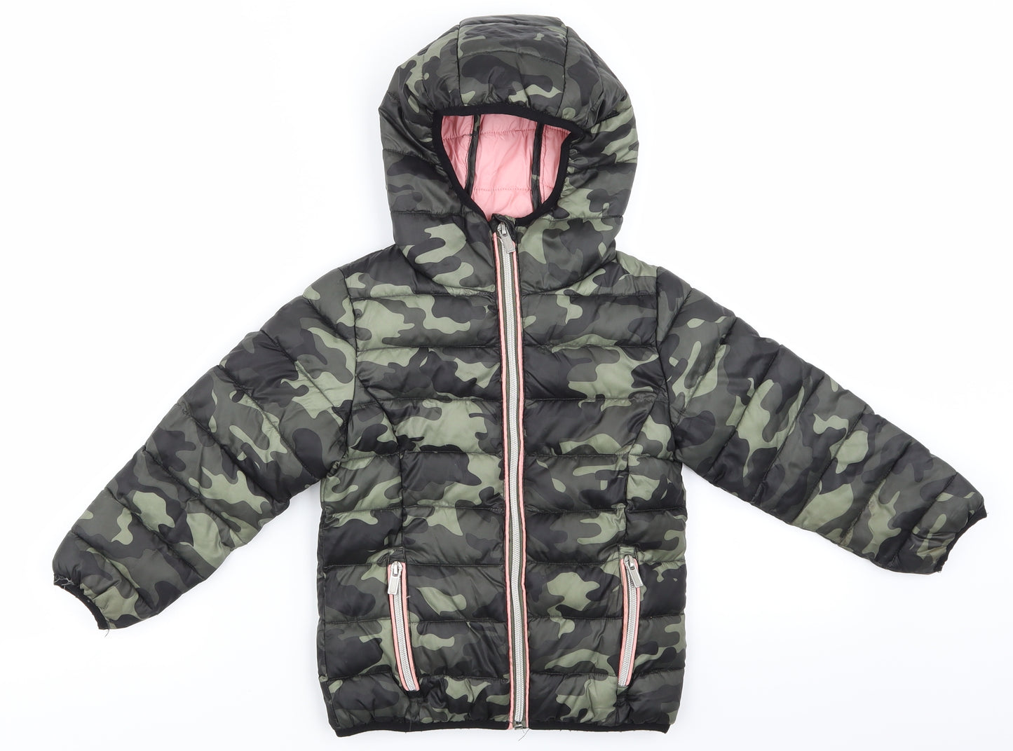 NEXT Girls Green Camouflage  Puffer Jacket Coat Size 4 Years