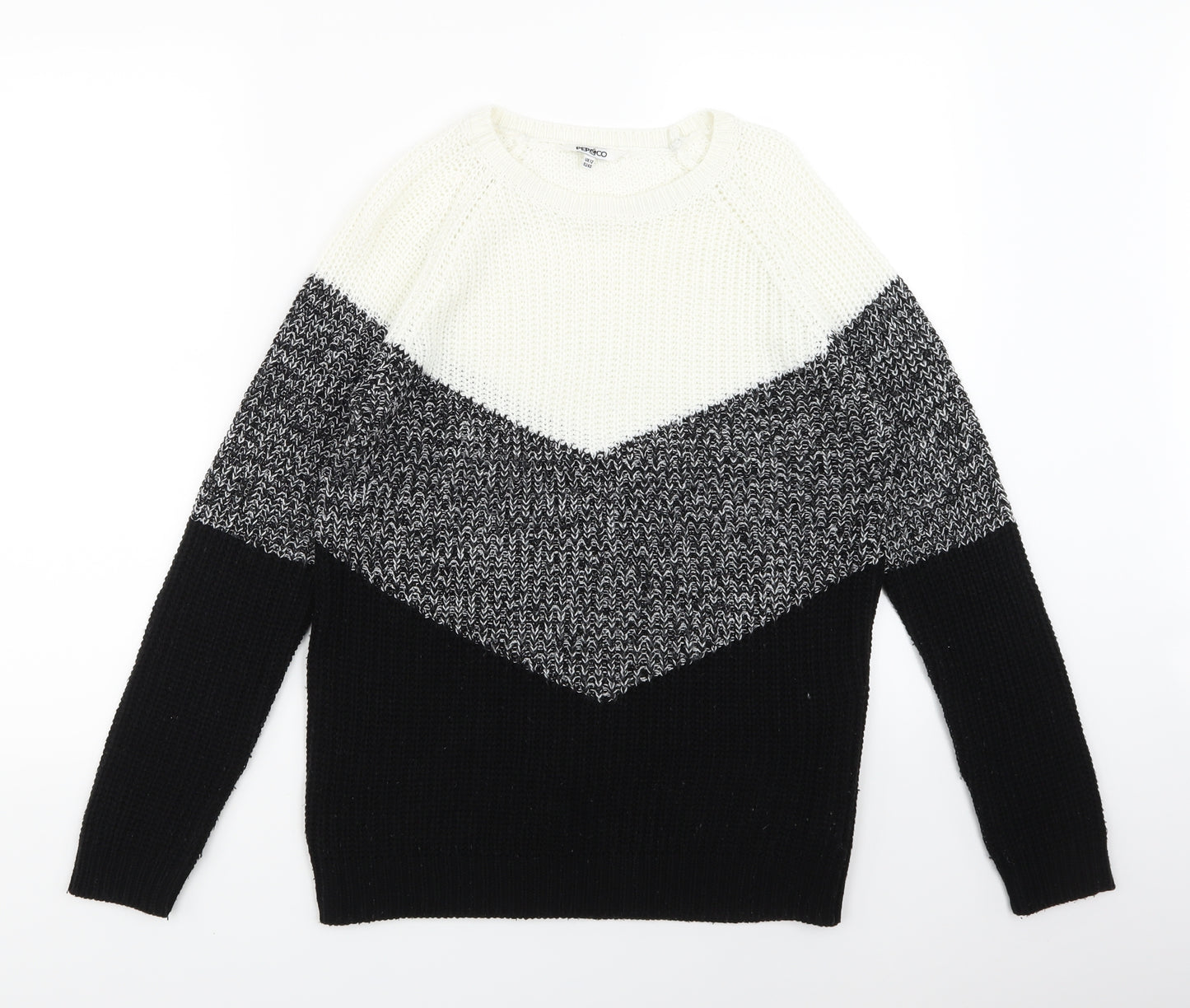 PEP&CO Womens Black Striped  Pullover Jumper Size 12