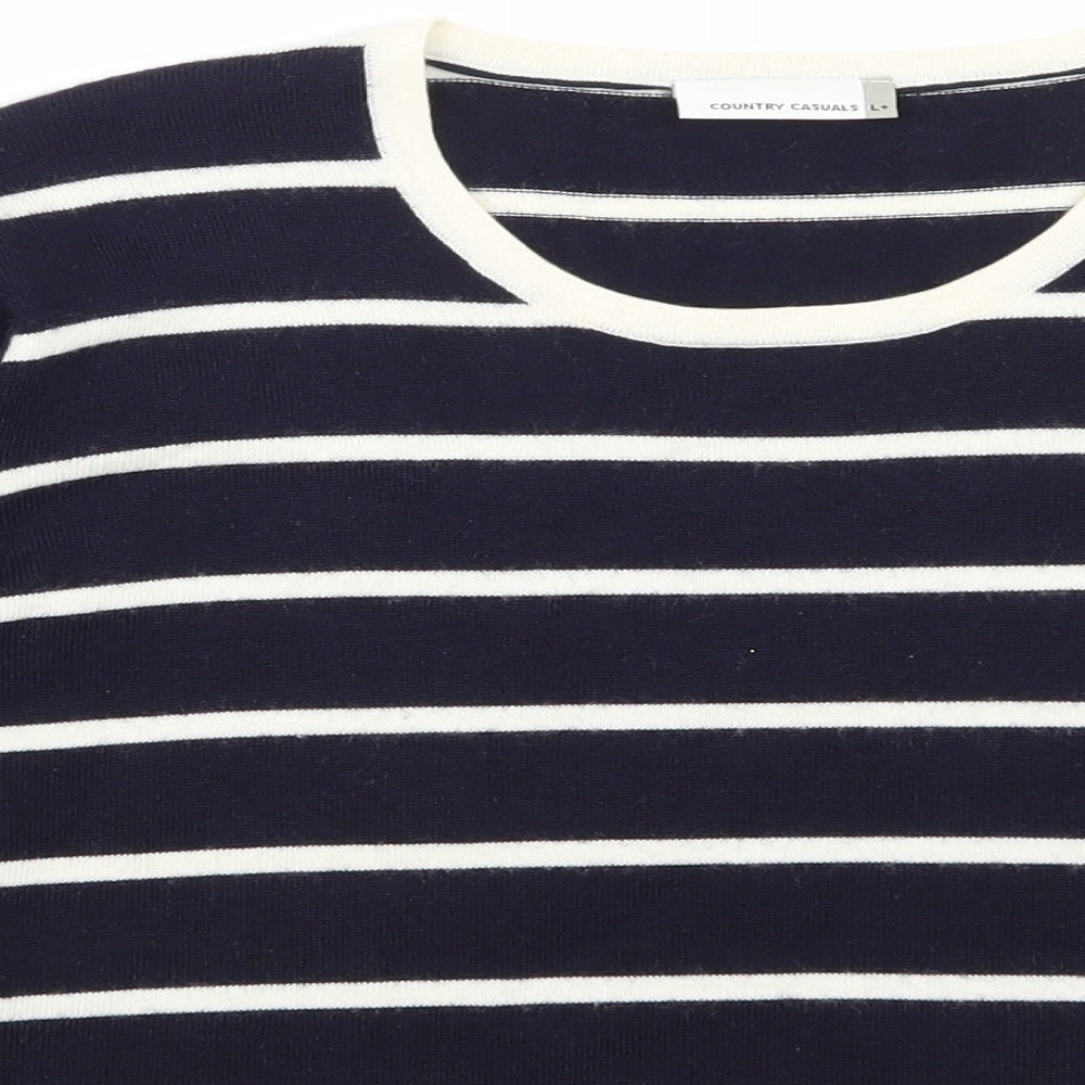 Country Casuals Womens Blue Striped  Pullover Jumper Size L