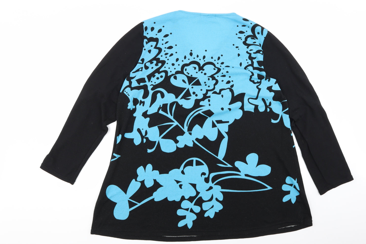 Christy Womens Black Floral  Pullover Jumper Size L