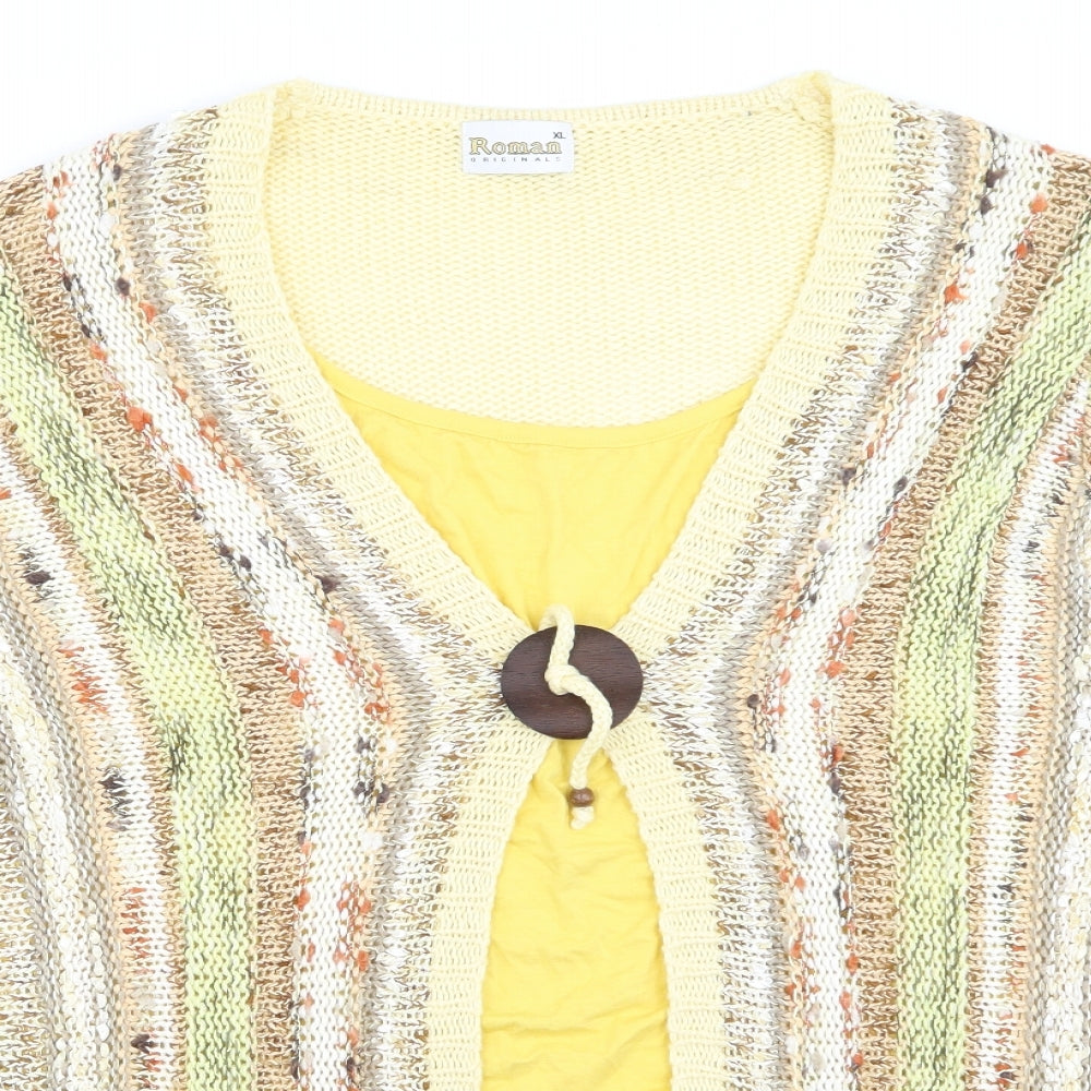 Roman Womens Yellow   Cardigan Jumper Size XL