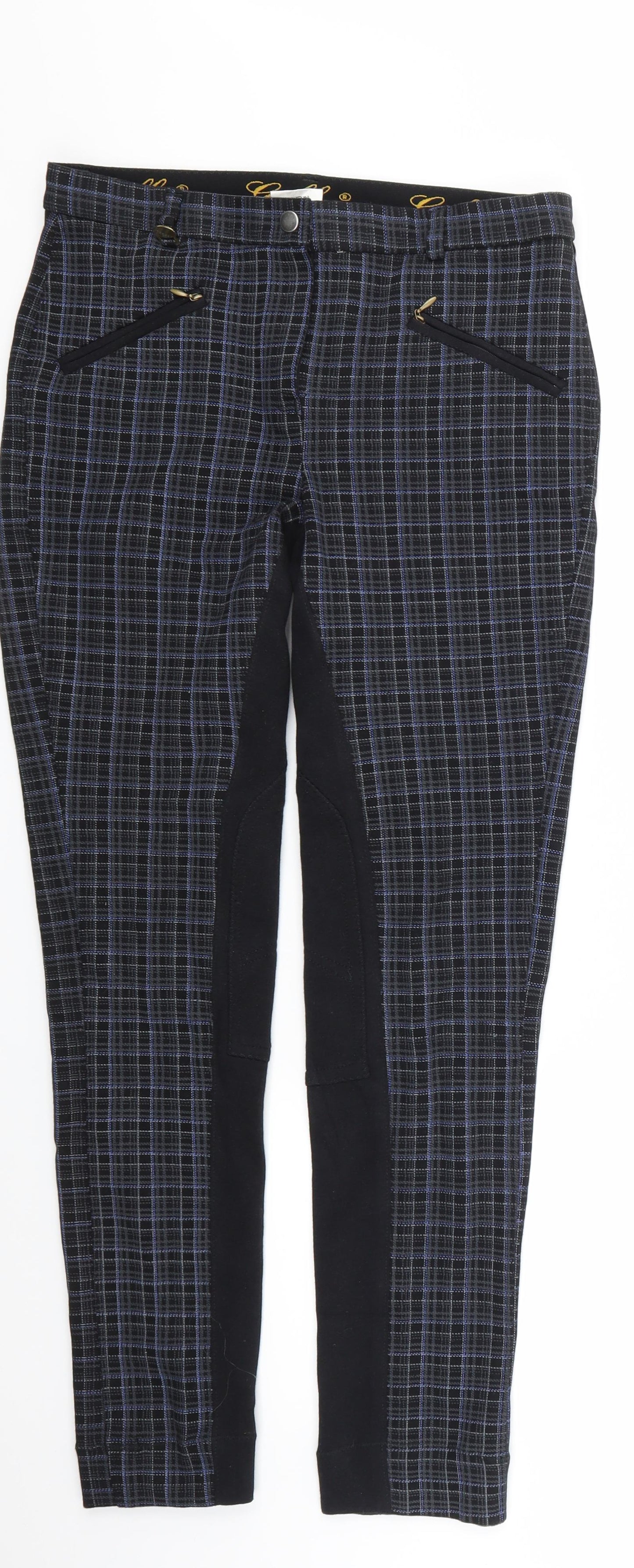 Gallop Womens Black Check  Jegging Trousers Size 10