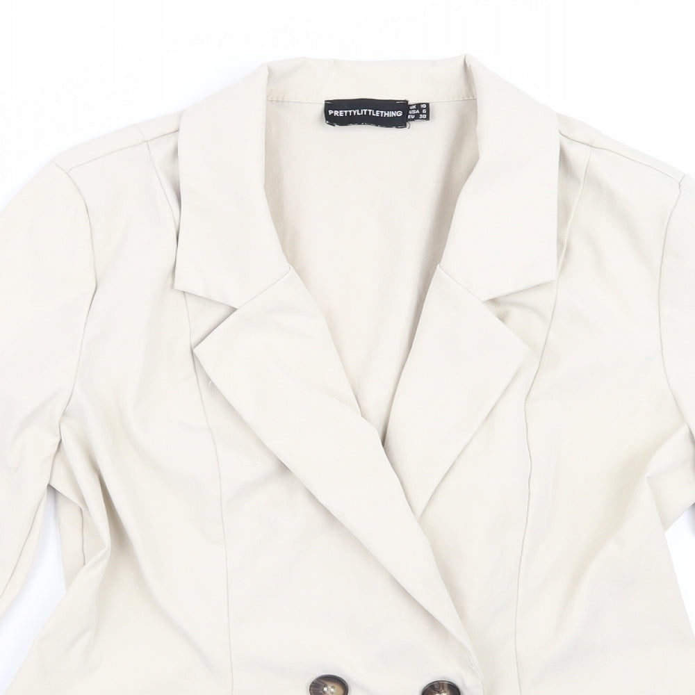 PRETTYLITTLETHING Womens Beige   Jacket Blazer Size 10