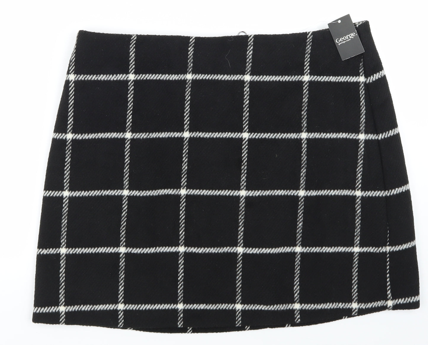 George Womens Black Check  Mini Skirt Size 16