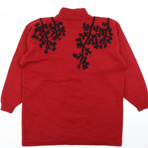 Wallis Womens Red Floral  Pullover Jumper Size L