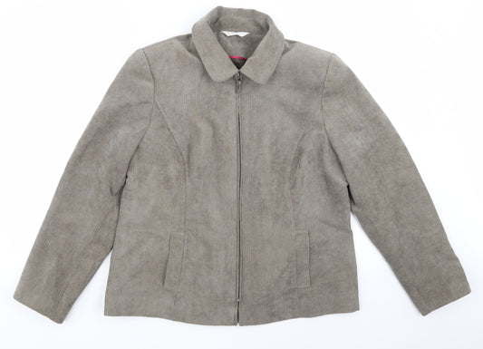Front view of Classics women’s beige jacket, size UK 16