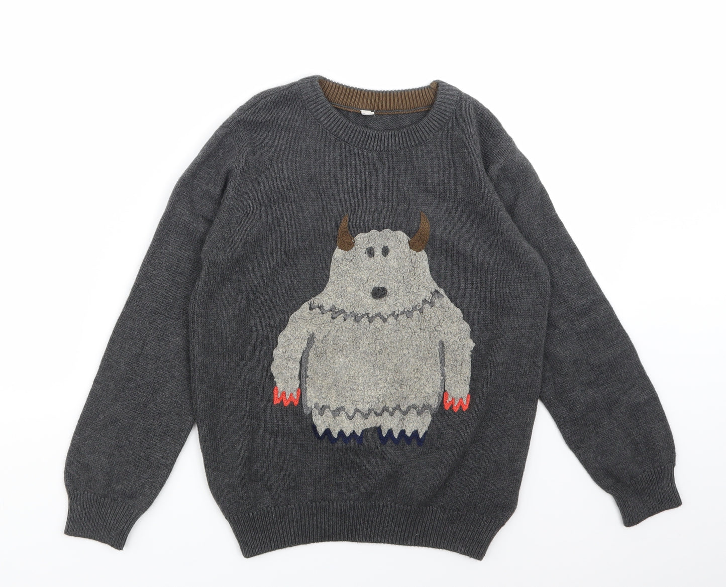 Marks and Spencer Boys Grey Animal Print  Pullover Jumper Size 6-7 Years