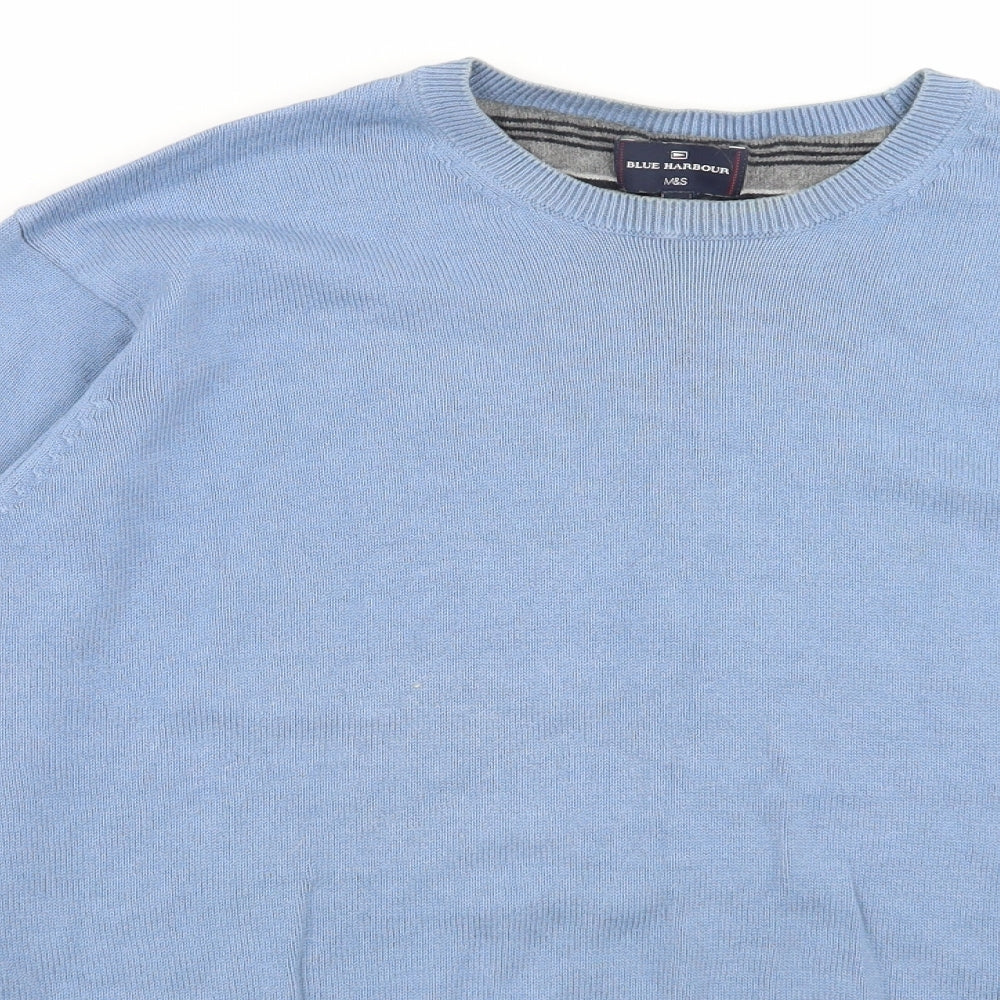 Marks and Spencer Mens Blue Houndstooth  Pullover Jumper Size XL