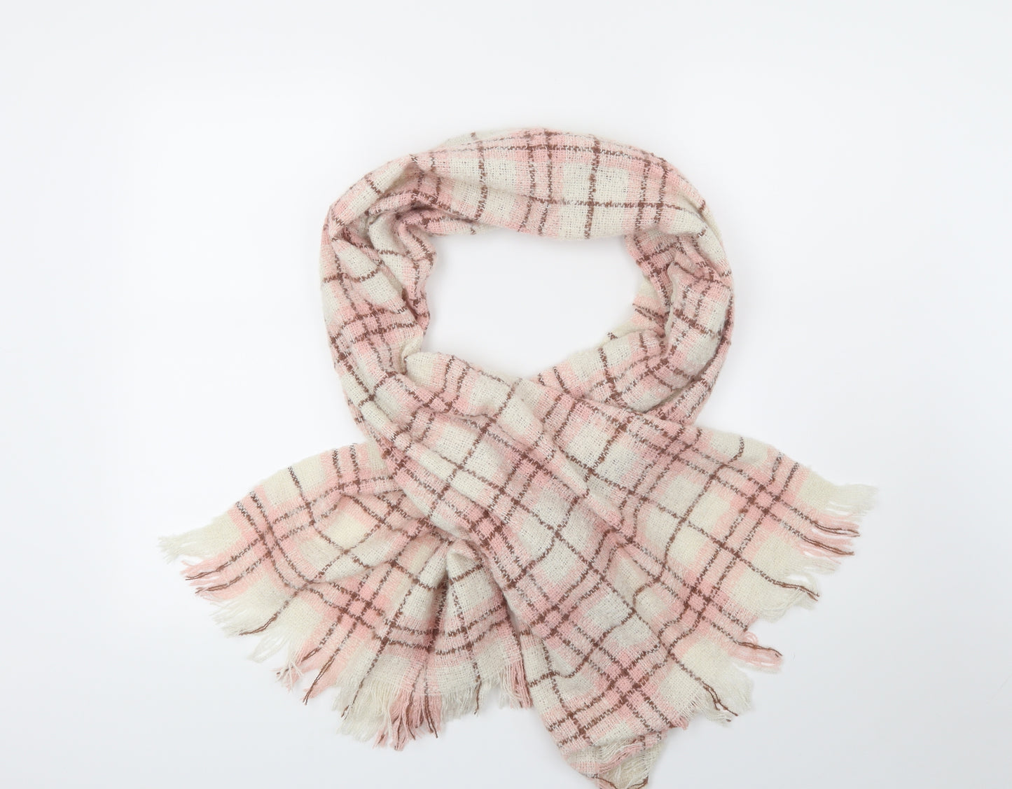 Preworn Womens Beige Check   Scarf