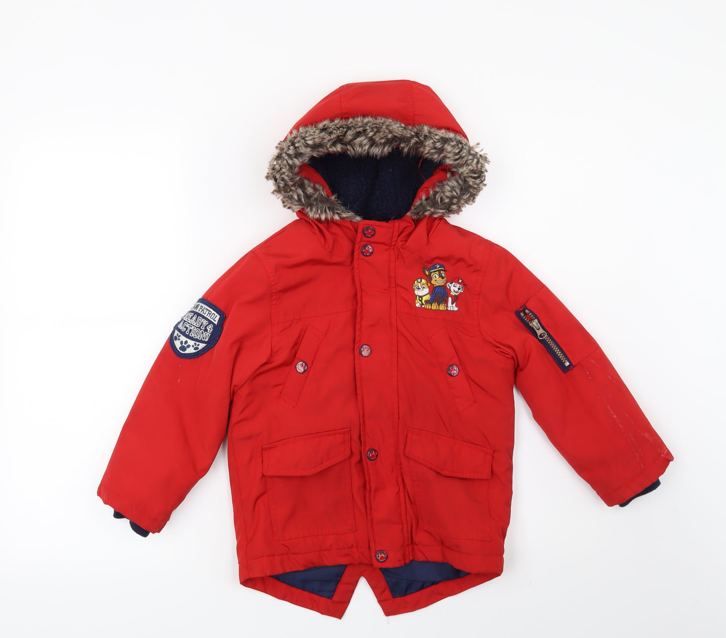 George Boys Red   Overcoat Coat Size 3-4 Years  - Paw Patrol