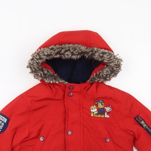 George Boys Red   Overcoat Coat Size 3-4 Years  - Paw Patrol