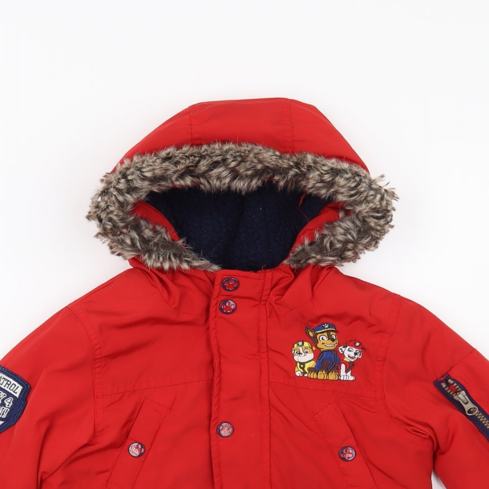 George Boys Red   Overcoat Coat Size 3-4 Years  - Paw Patrol