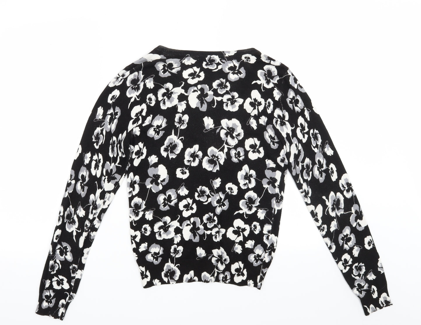 George Womens Black Floral  Cardigan Jumper Size 8