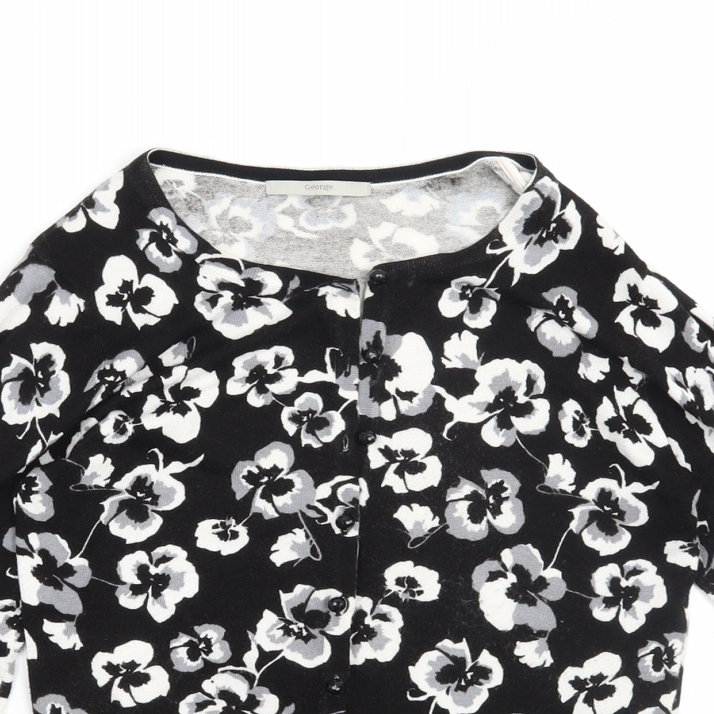 George Womens Black Floral  Cardigan Jumper Size 8