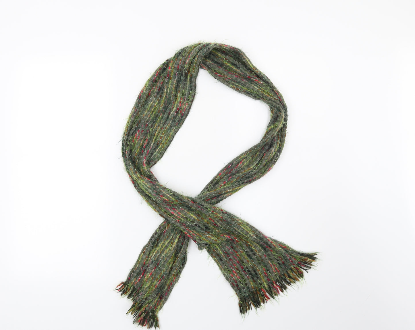 Preworn Womens Green Striped   Scarf