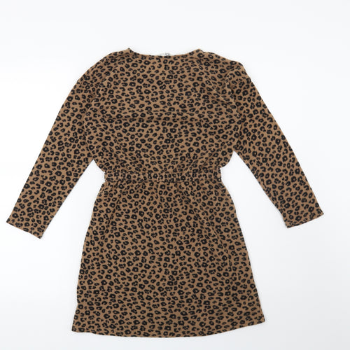 Zara Girls Brown Animal Print  Jumper Dress  Size 9-10 Years  - hearts