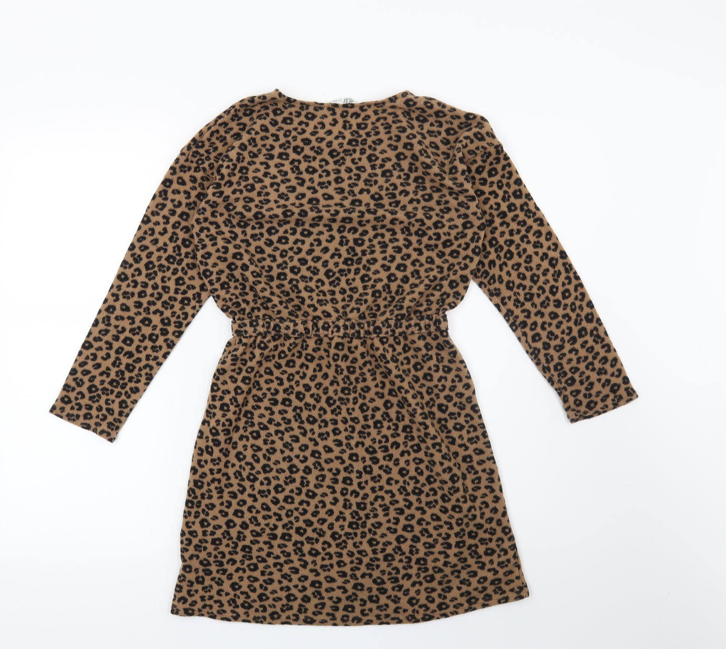 Zara Girls Brown Animal Print  Jumper Dress  Size 9-10 Years  - hearts