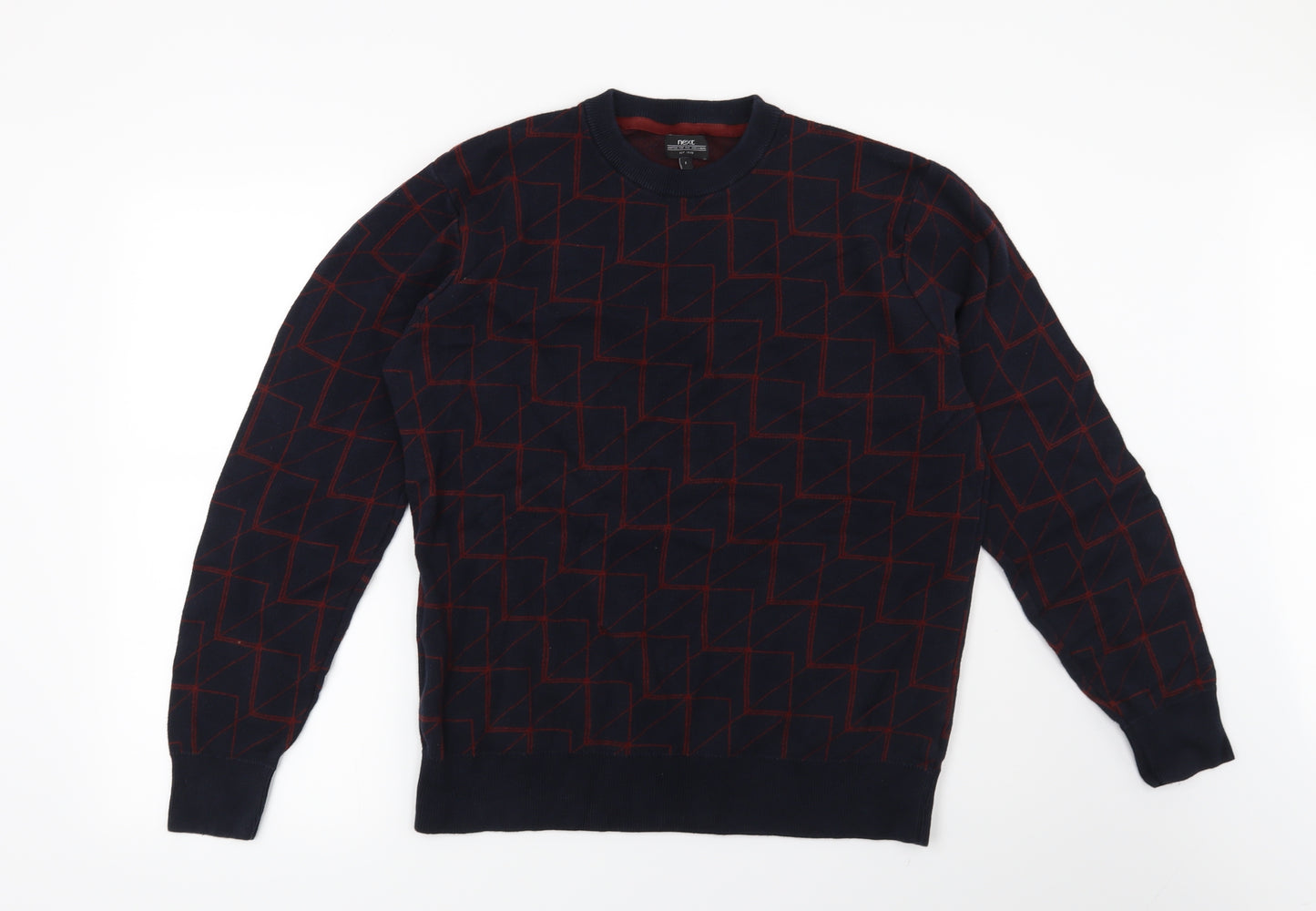 NEXT Mens Blue Geometric  Pullover Jumper Size L