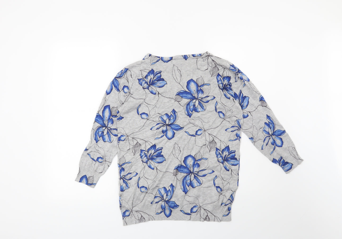 Debenhams Womens Grey Floral  Pullover Jumper Size 14