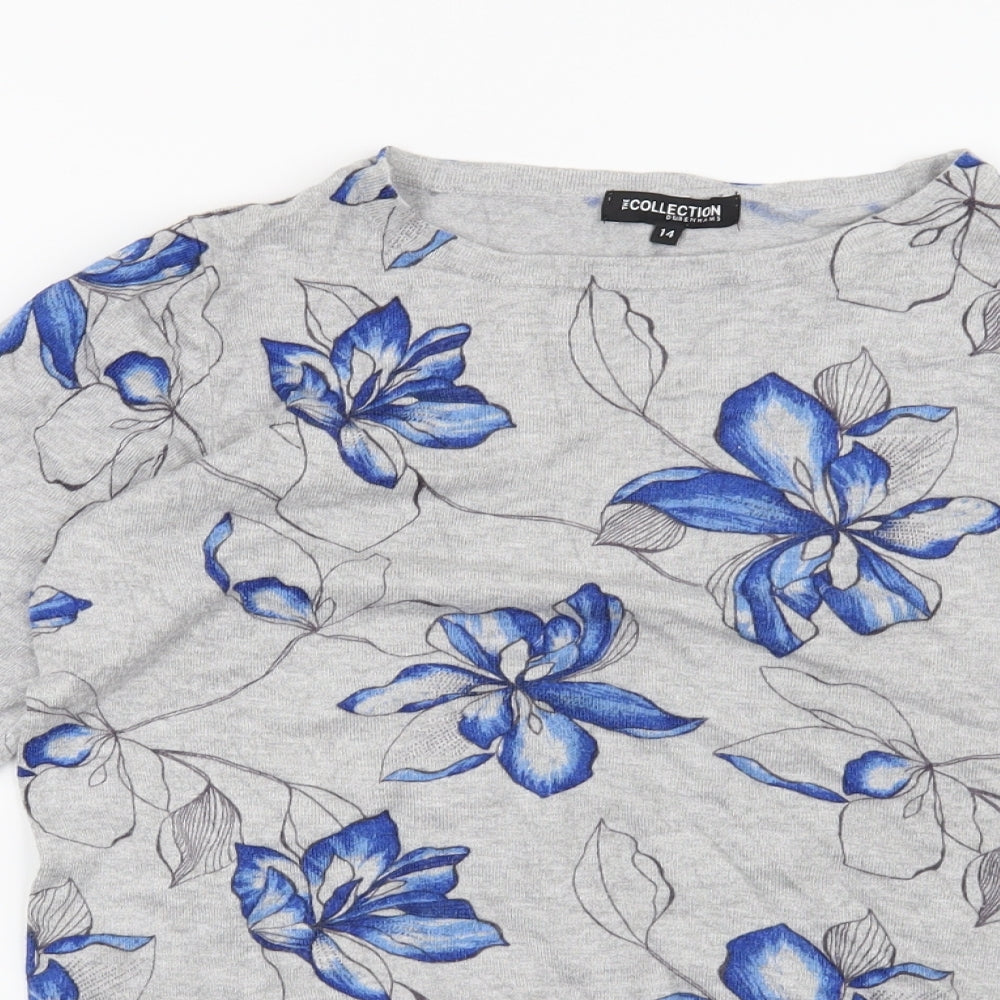 Debenhams Womens Grey Floral  Pullover Jumper Size 14