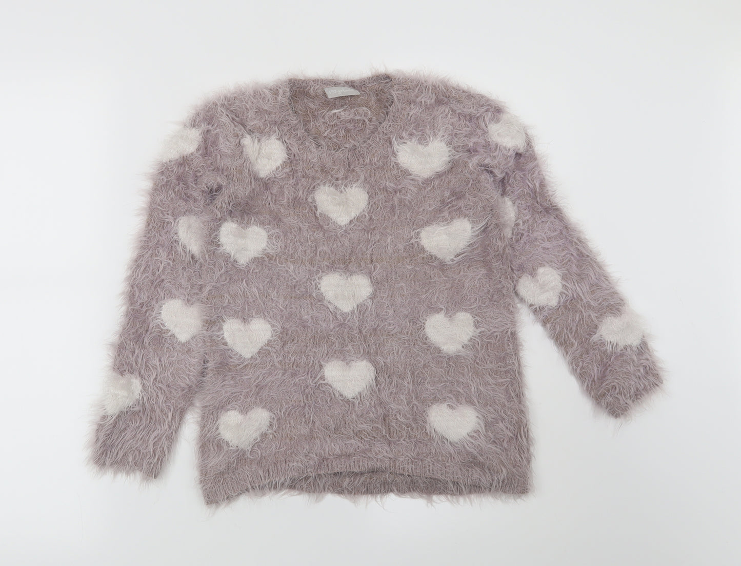 Matalan Girls Purple   Pullover Jumper Size 8-9 Years  - Hearts
