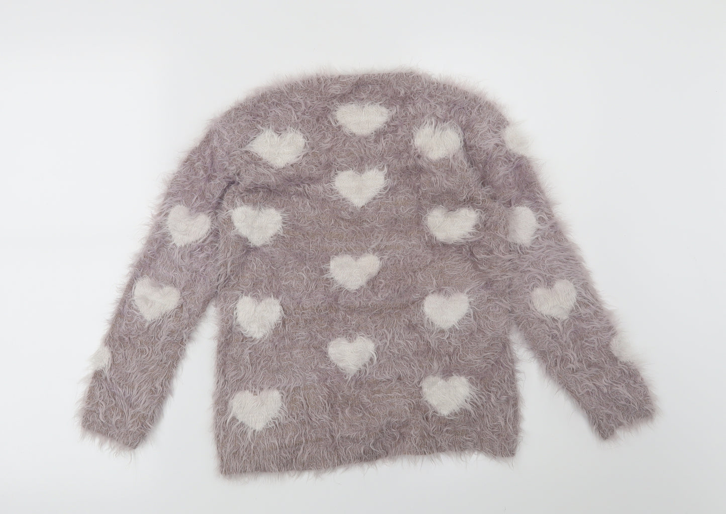 Matalan Girls Purple   Pullover Jumper Size 8-9 Years  - Hearts
