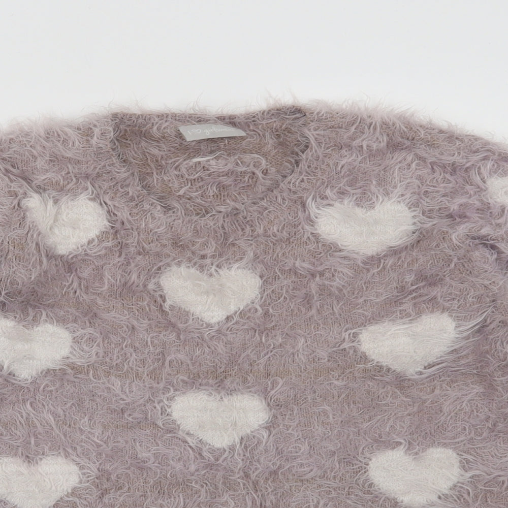 Matalan Girls Purple   Pullover Jumper Size 8-9 Years  - Hearts