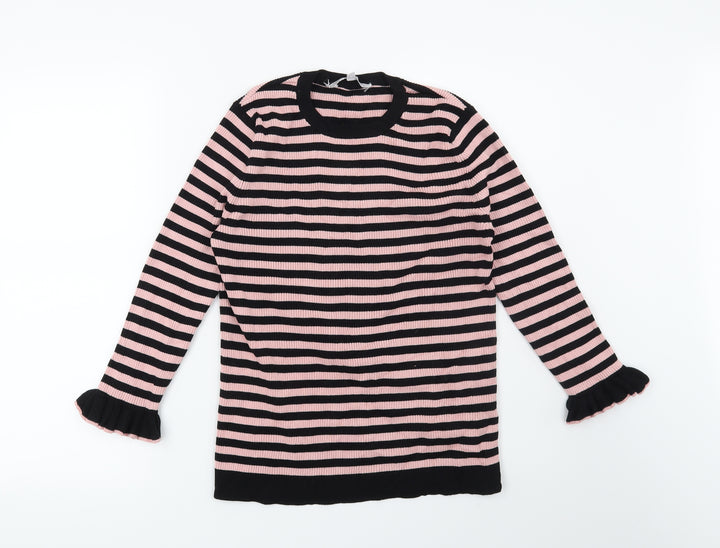 Red Herring Womens Pink Striped Pullover Jumper Size 14