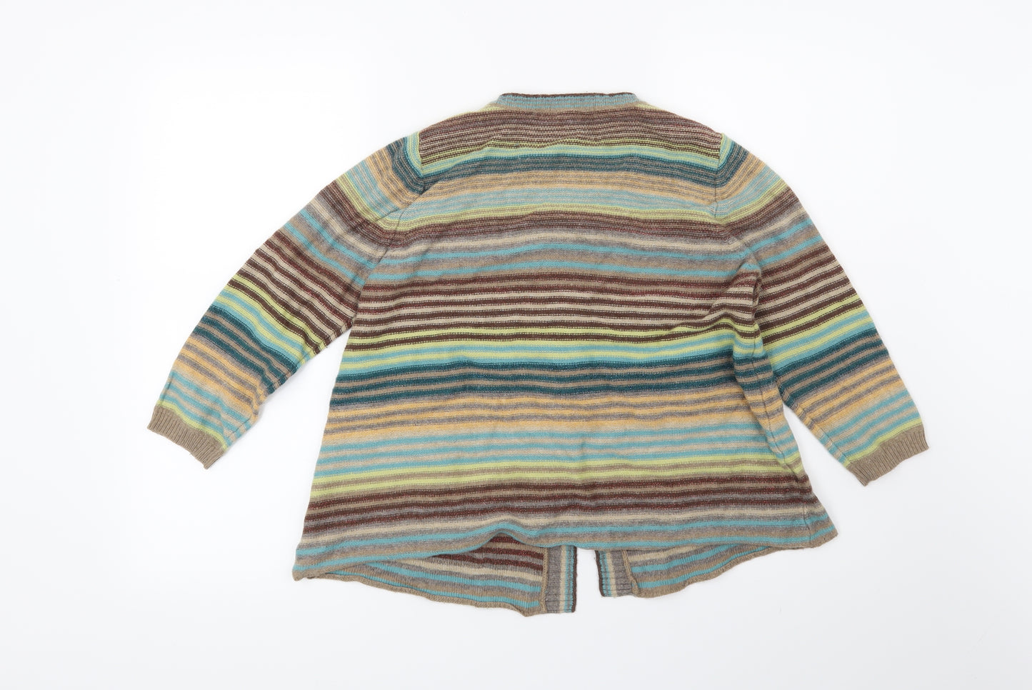 Marks and Spencer Womens Brown Striped  Cardigan Jumper Size 14