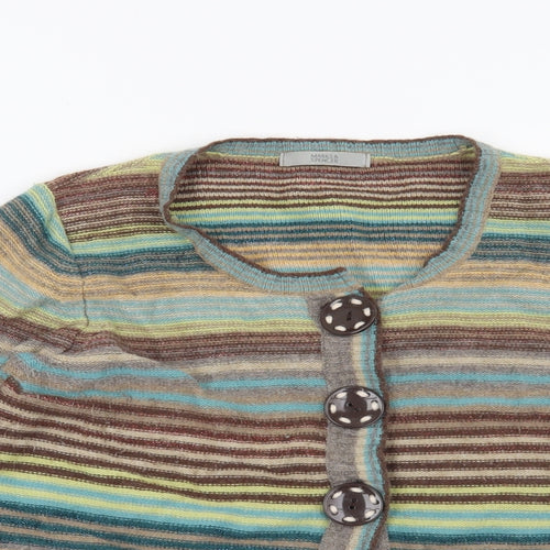 Marks and Spencer Womens Brown Striped  Cardigan Jumper Size 14