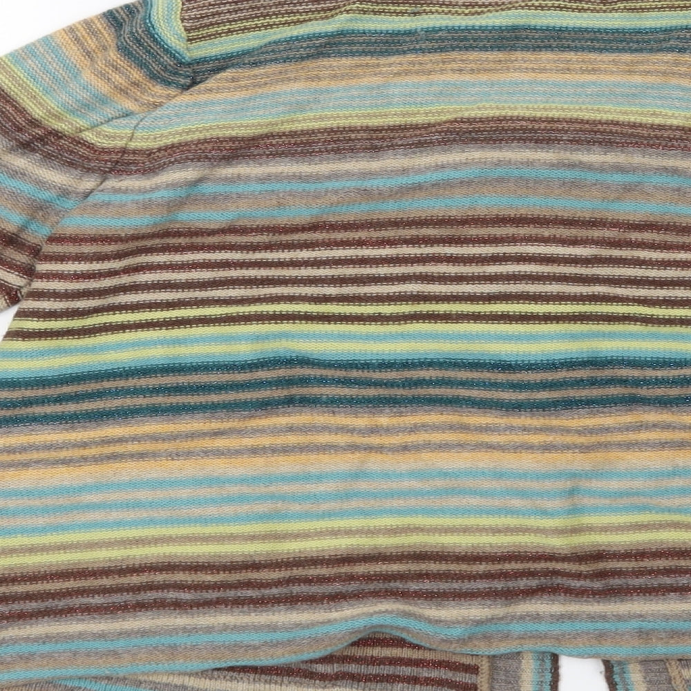 Marks and Spencer Womens Brown Striped  Cardigan Jumper Size 14