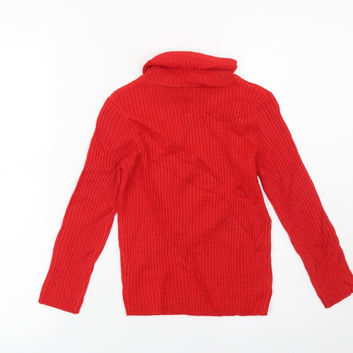 TU Girls Red Striped  Pullover Jumper Size 6 Years