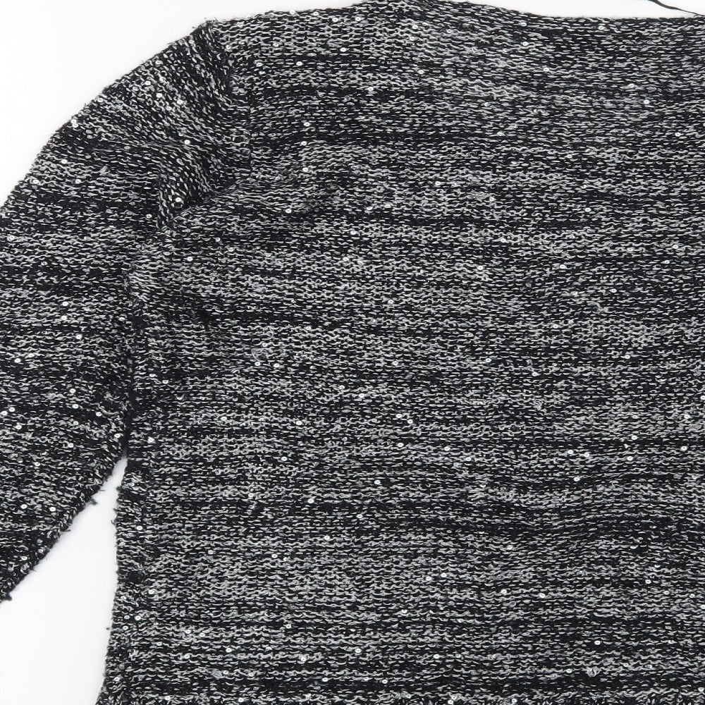 Preworn Womens Black Striped  Pullover Jumper Size XS