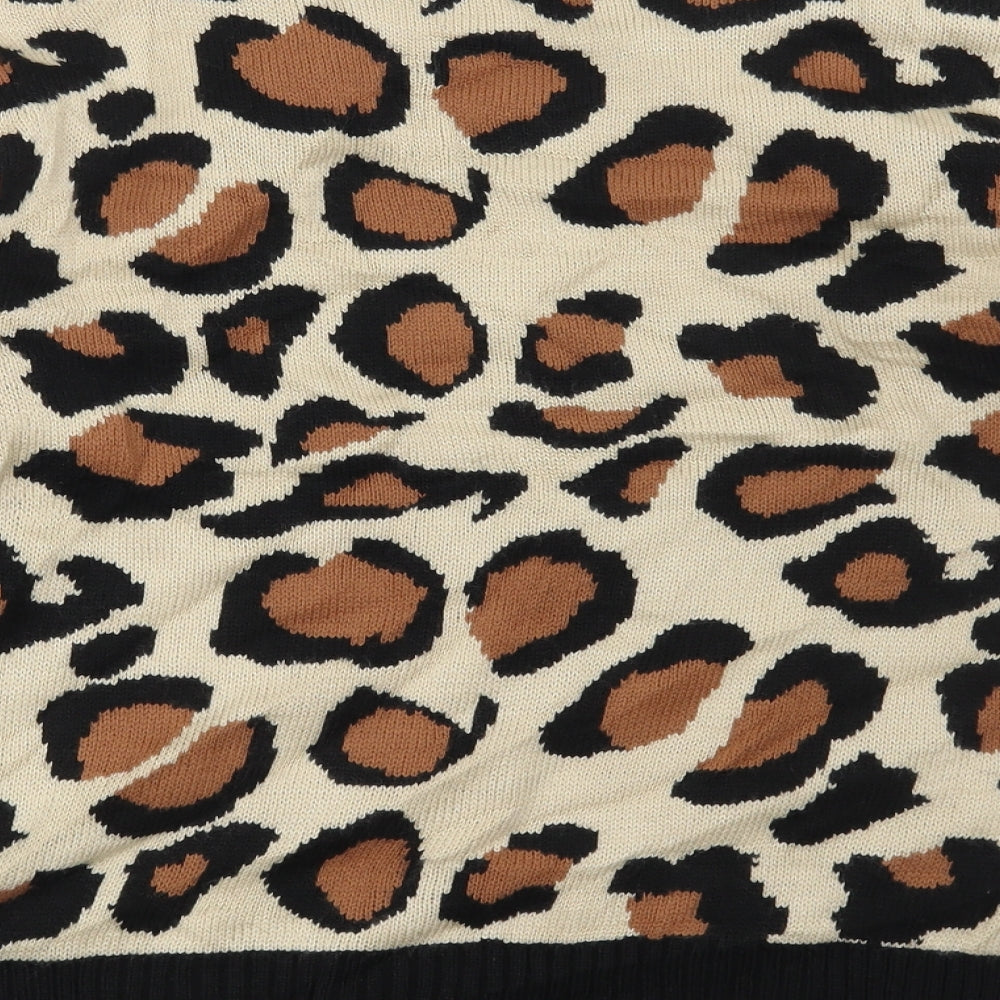 Pretty little thing Womens Beige Animal Print  Pullover Jumper Size M