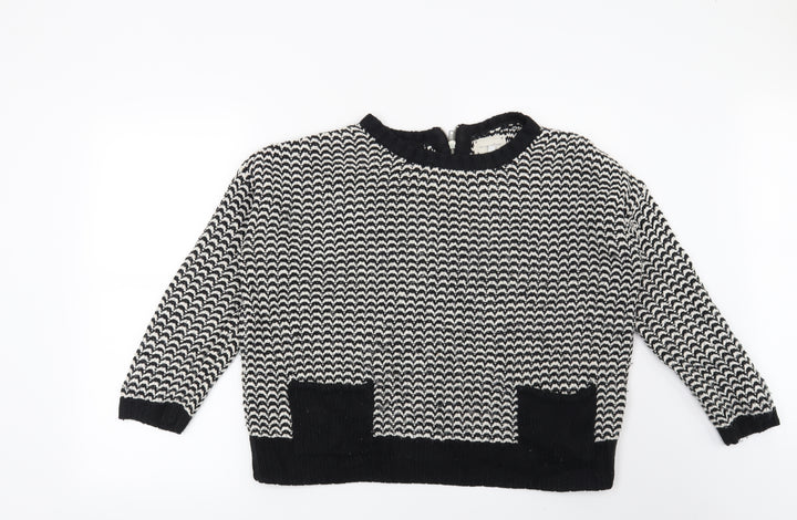 New Look Womens Black Geometric Pullover Jumper Size 12