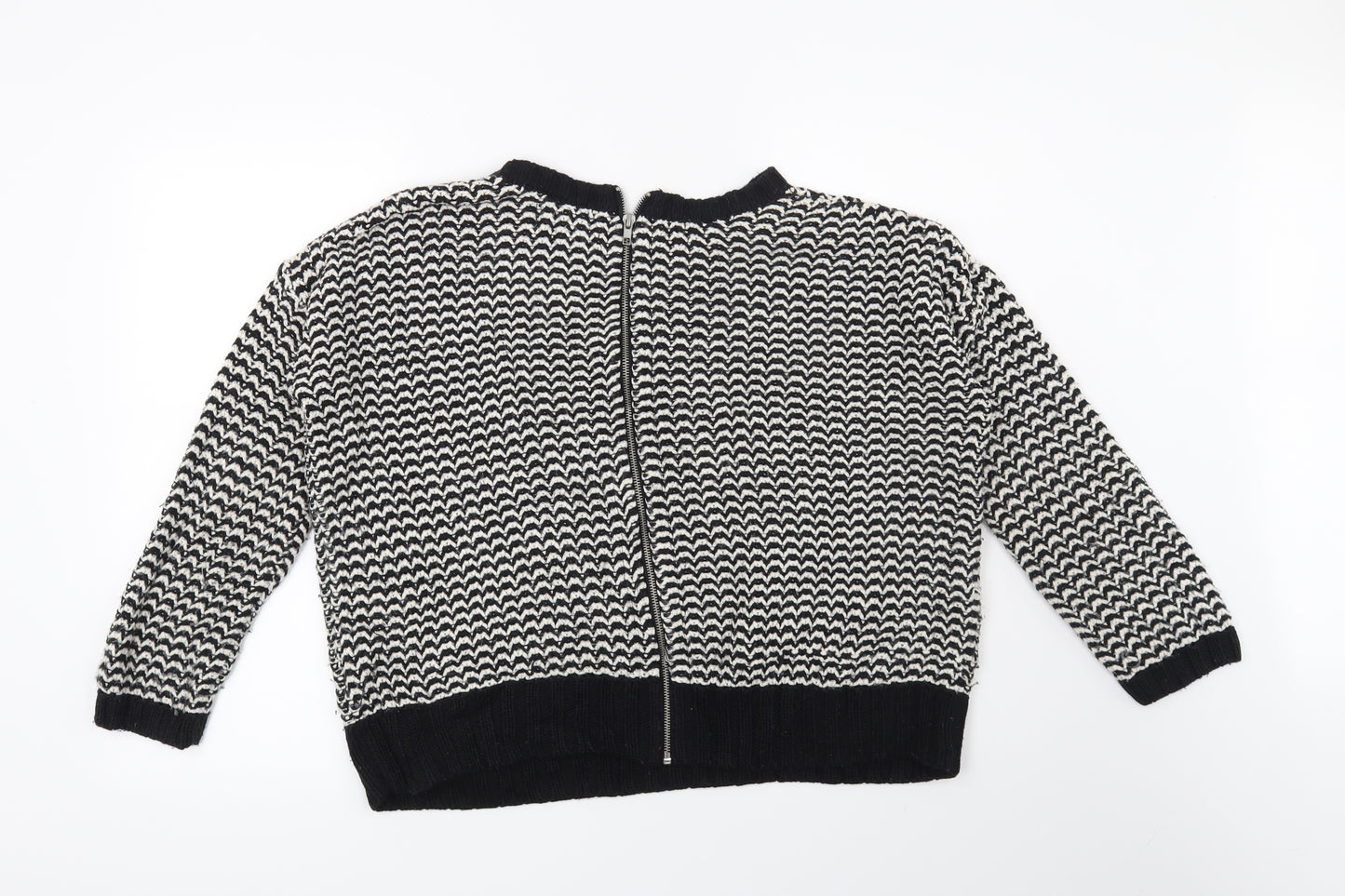 New Look Womens Black Geometric  Pullover Jumper Size 12