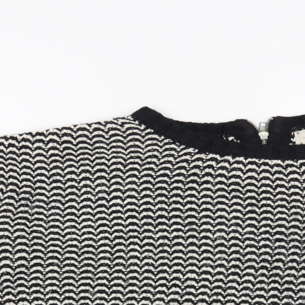 New Look Womens Black Geometric  Pullover Jumper Size 12