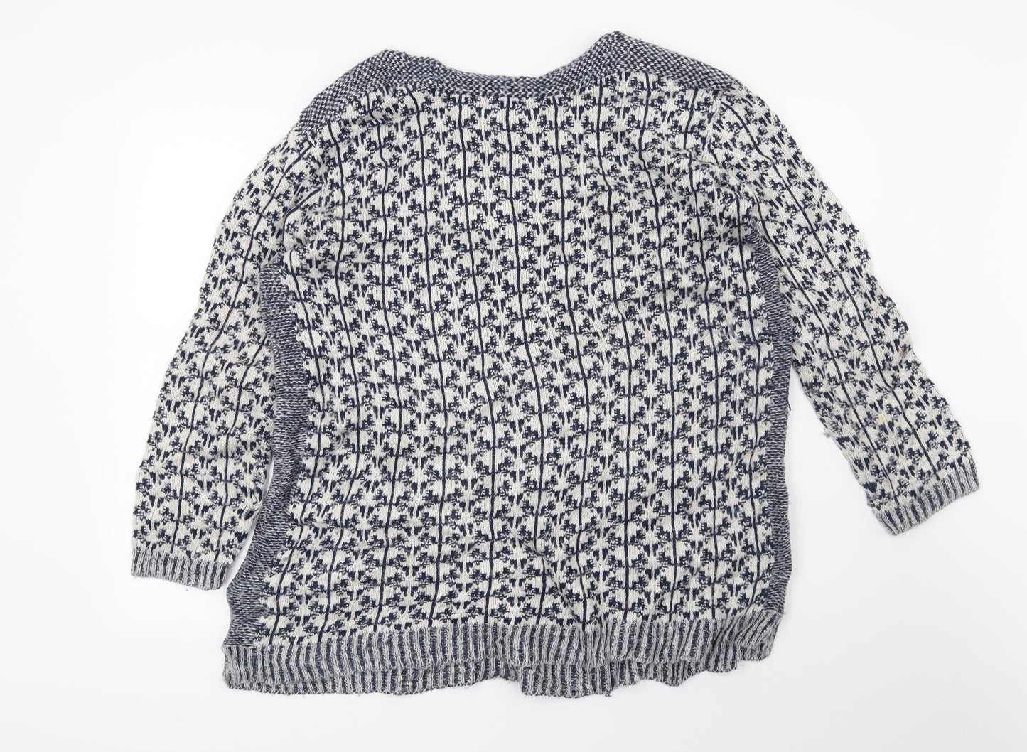 Marks and Spencer Womens White Geometric  Pullover Jumper Size 16