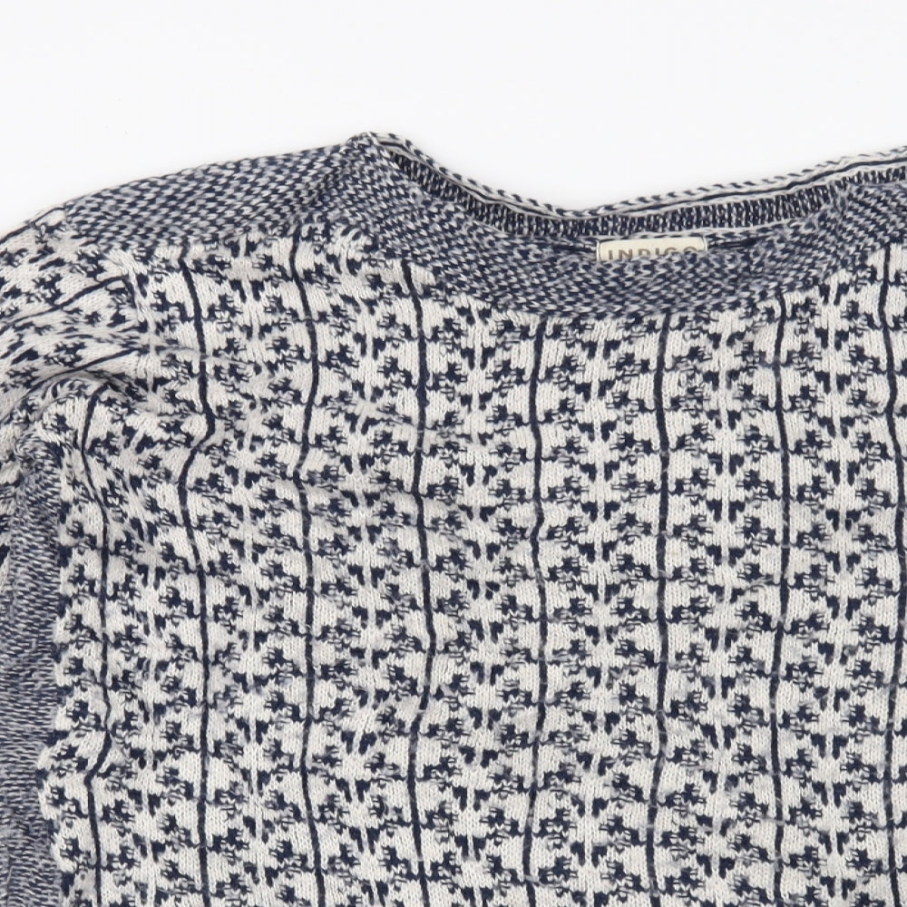 Marks and Spencer Womens White Geometric  Pullover Jumper Size 16