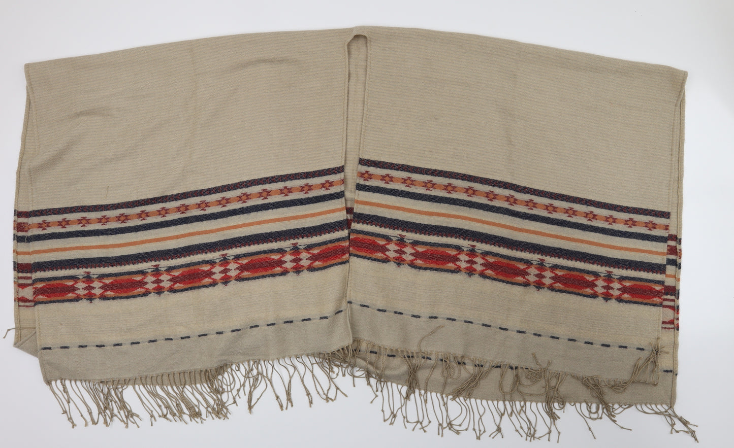 Preworn Womens Beige Geometric   Shawl/Wrap