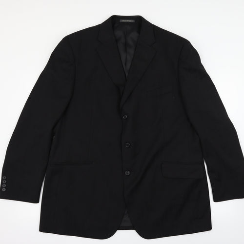 Greenwoods Mens Black Striped  Jacket Suit Jacket Size 46