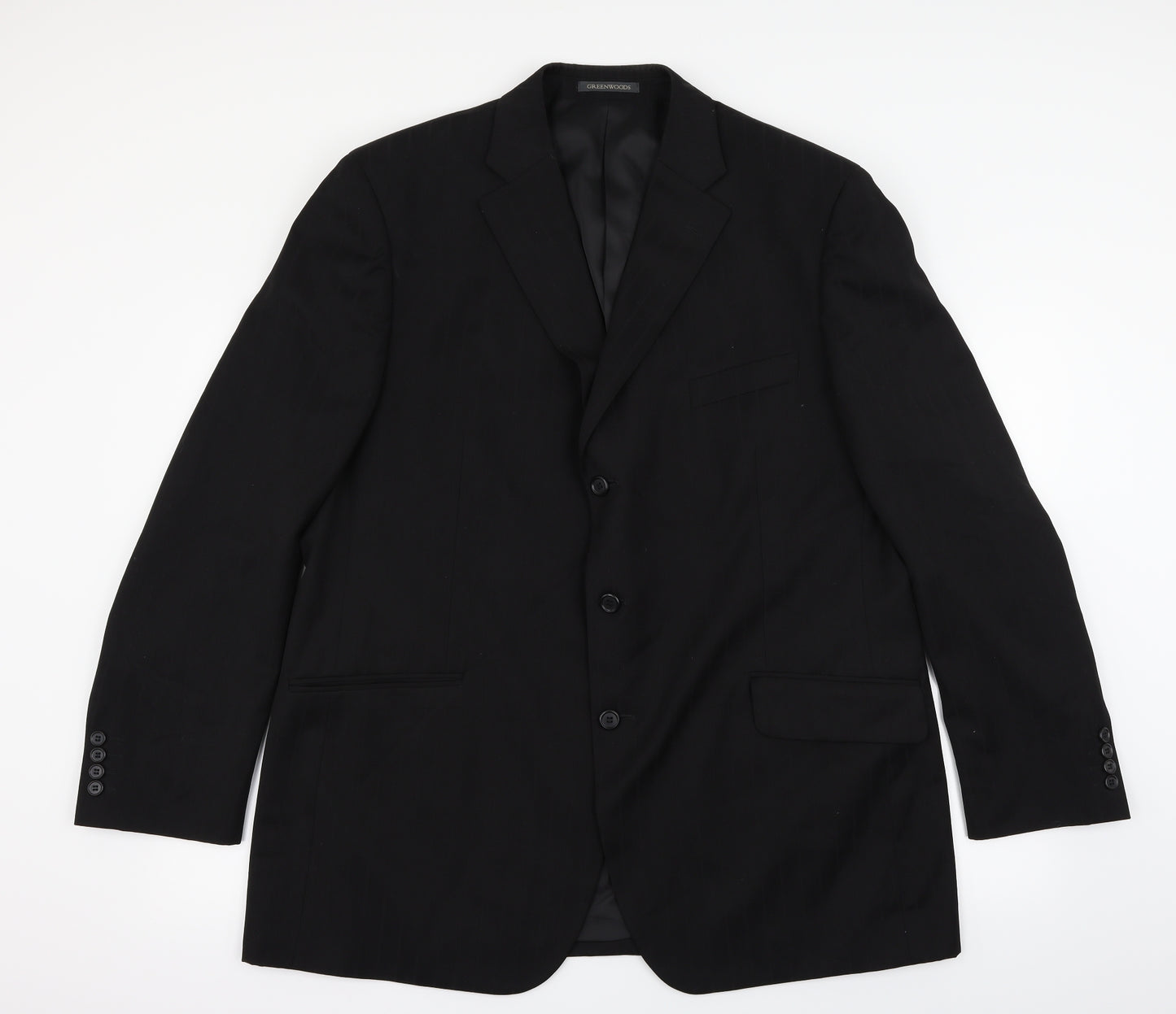 Greenwoods Mens Black Striped  Jacket Suit Jacket Size 46